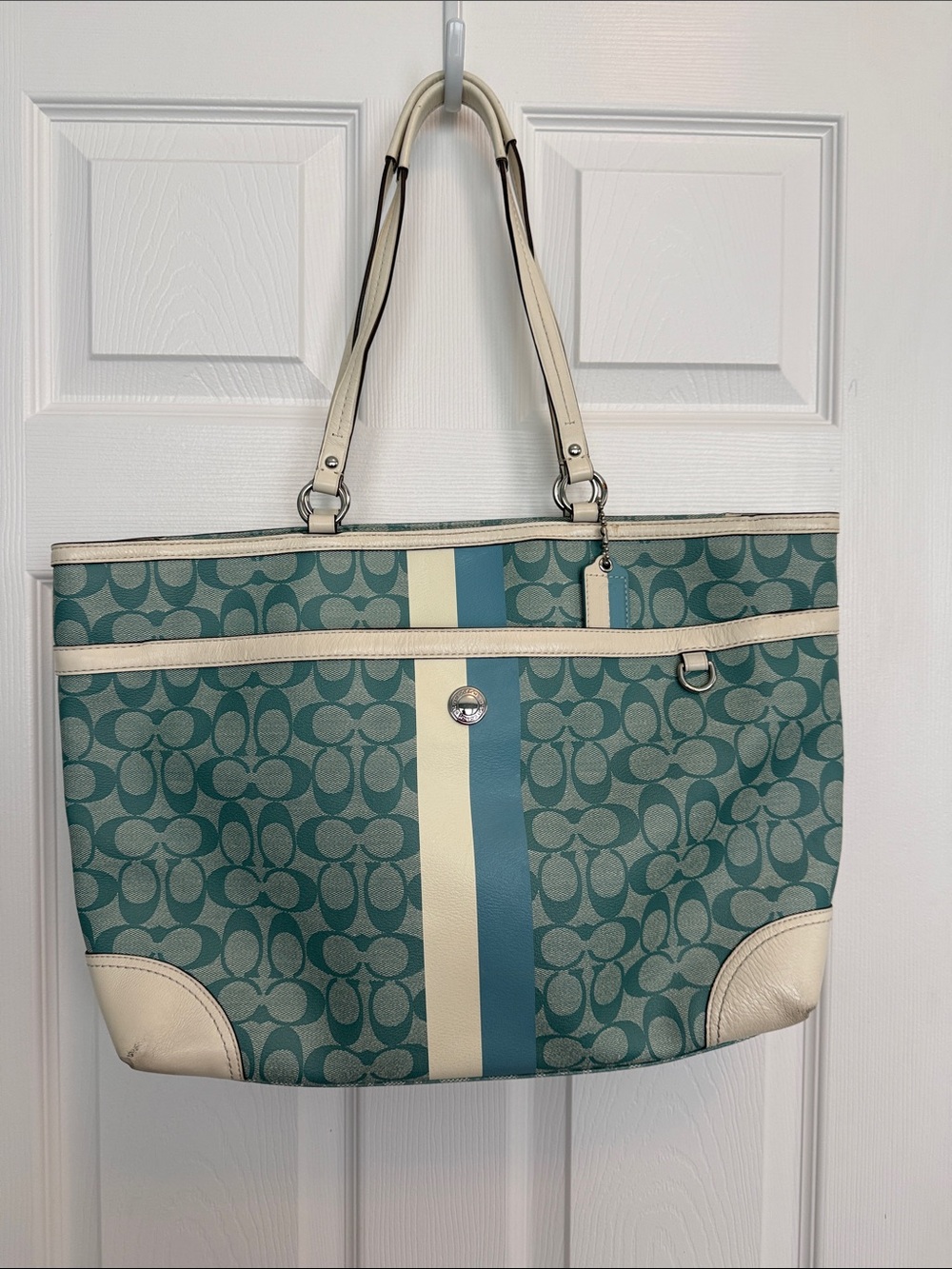 Blue Coach large tote/diaper bag